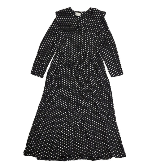 Style Vintage 90's Black & White Polka Dot Midi A-Line Dress Women's UK Size 10