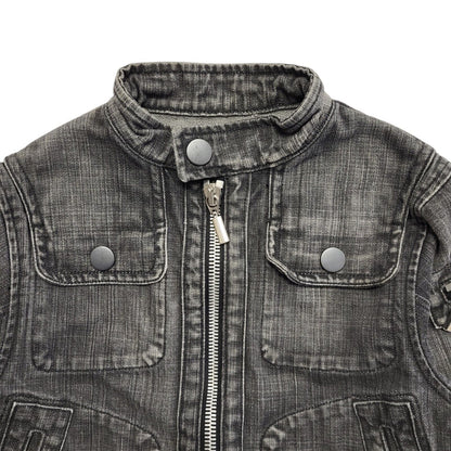 DKNY Grey Zipped Denim Jacket Uk Girl's Size Age 8 Years
