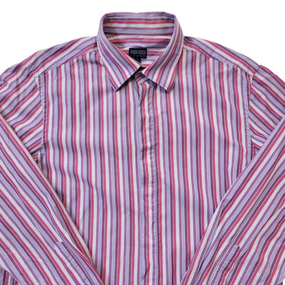 Kenzo Y2K Pink & Purple Striped Shirt Men's Size Large