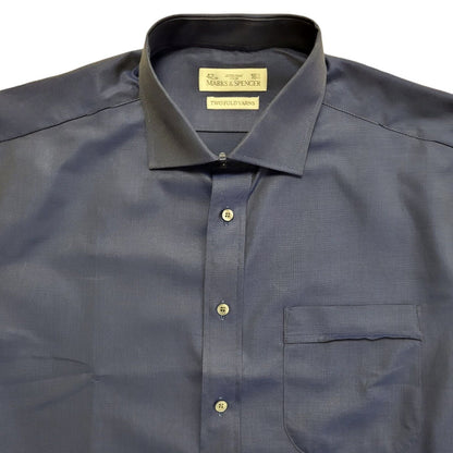 Marks & Spencer Vintage Y2K Dark Blue Long Sleeve Shirt Uk Men's Size XL