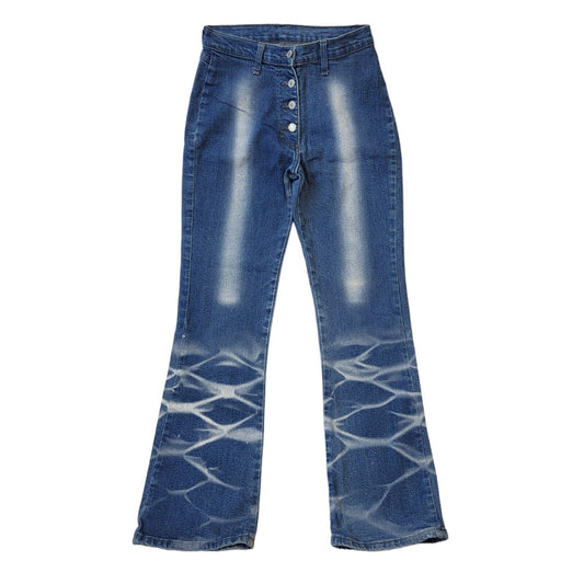 90s Vintage Blue High Waist Denim Bleached Jeans Women's Size 12 W30 L30