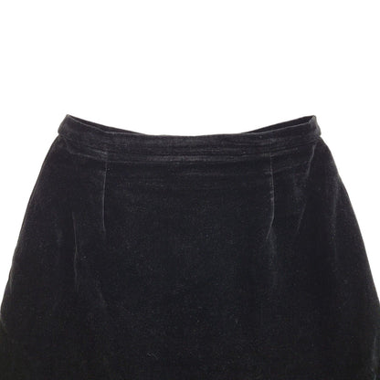 Vintage 80's Black Velour Midi Skirt Womens UK Size 14 W30