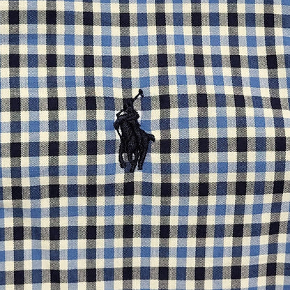Ralph Lauren Y2K Blue Check Long Sleeve Vintage Boys Size M Age 10-12