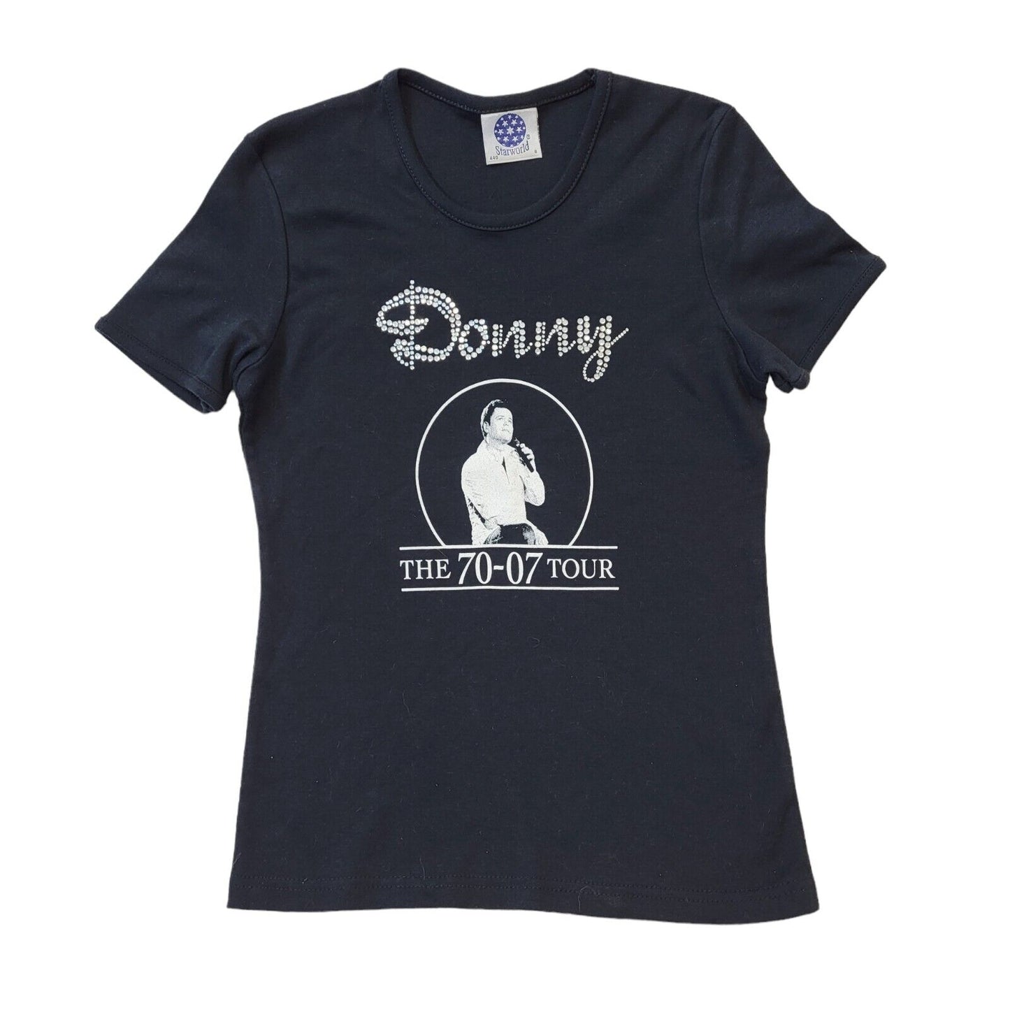Starworld 2007 Donny Donny Osmond Diamanté Tour T-Shirt Women's UK Size Small