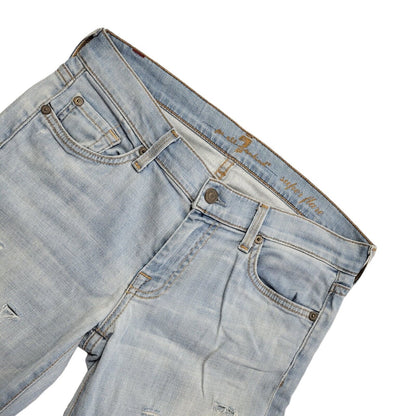 7 All Mankind Vintage 90's Blue Zipped Denim Shorts Uk Unisex Adults W28