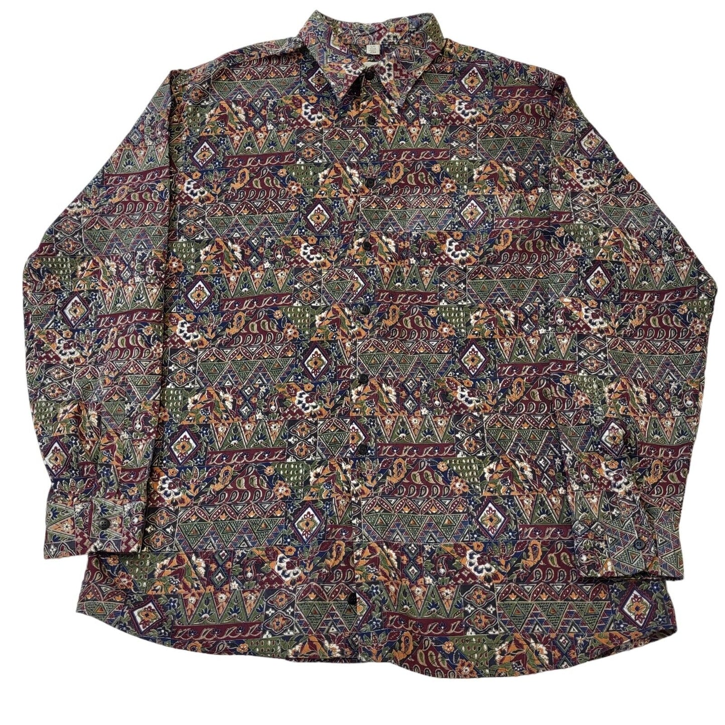 Angelo Litrico 90s Vintage Retro Abstract Long Sleeve Shirt Mens Size Medium.