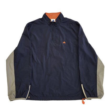 Adidas Blue & Grey  1/4 Zip Vintage 90s Windbreaker Jacket Men's Size L