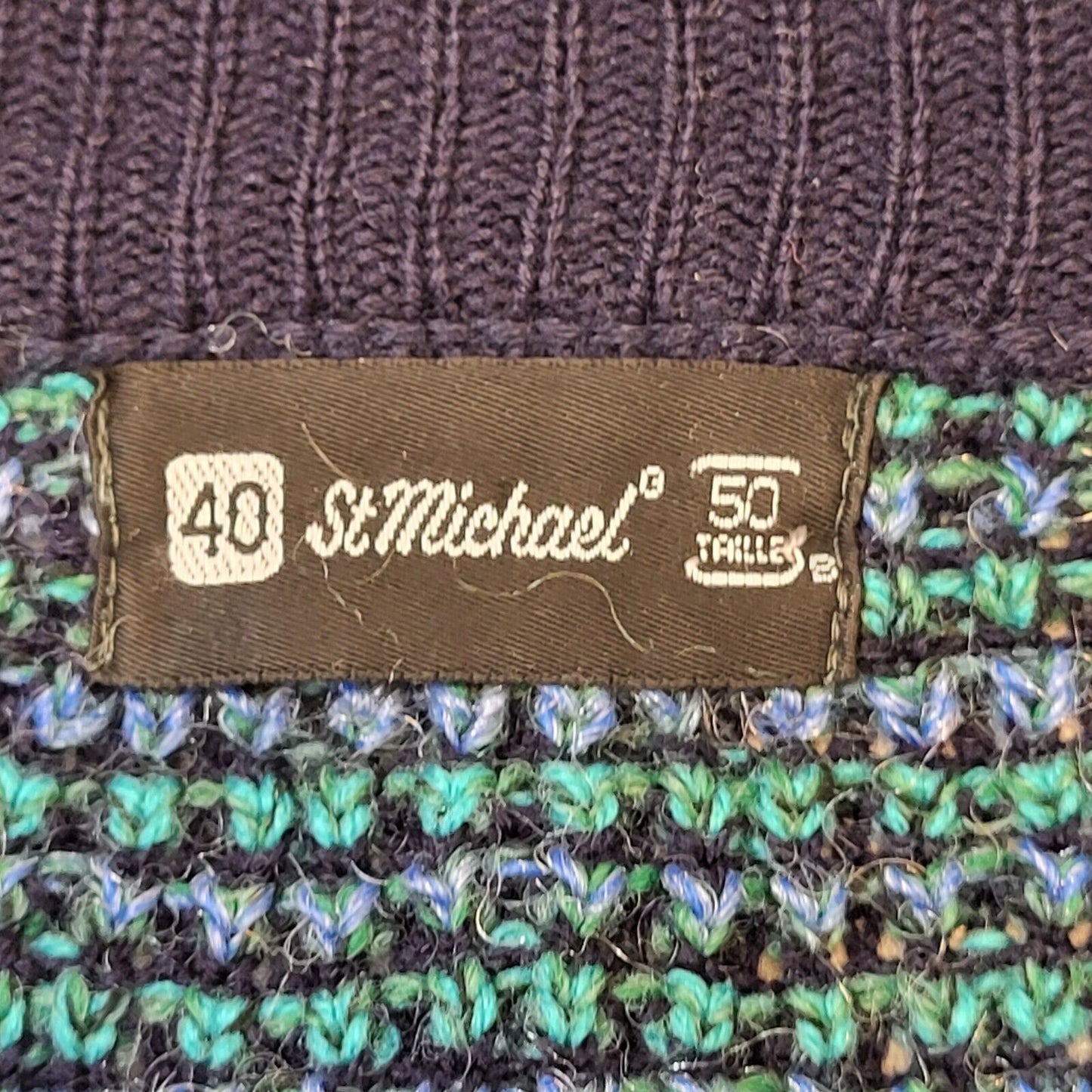 St Michael 80s Vintage Blue V-Neck Jumper Men's Size Medium