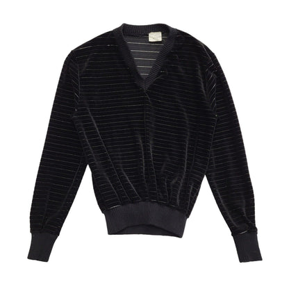 Vintage 70s Black V-Neck Jumper Uk Women's Size Medium