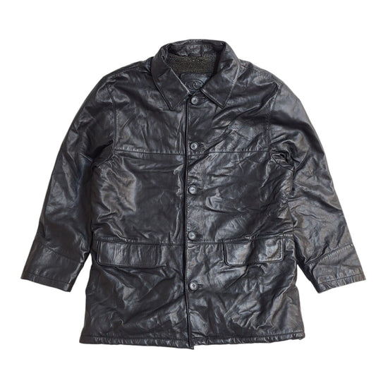 Ciro Citerio Vintage 90's Black Button Leather Coat UK Men's Size Large