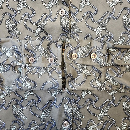 Jeffery Ohrenstein Vintage 70s Grey Patterned Blouse Women's Size 18