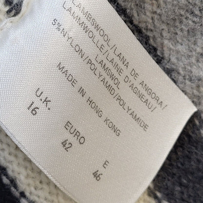 Essence 90s Vintage Grey Striped Button Up Cardigan UK Women's Size 16