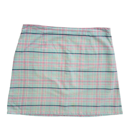 Joie De Vivre Vintage 90's Blue & Pink Checked A-Line Skirt Womens UK 14 W32