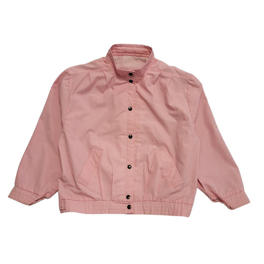 Vintage 90's Pink Snap Round Neck Jacket Womens UK Size 18