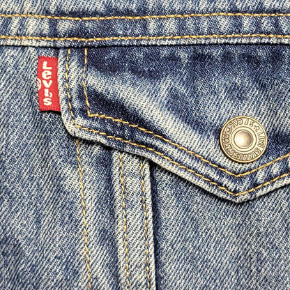 Levi's Light Blue Button Denim Fleece Sherpa Jacket Uk Men's Size M