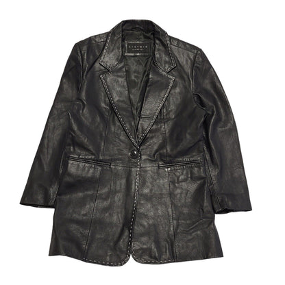 Leather Elements 90s Vintage Black Leather Button Jacket Uk Women's Size Medium