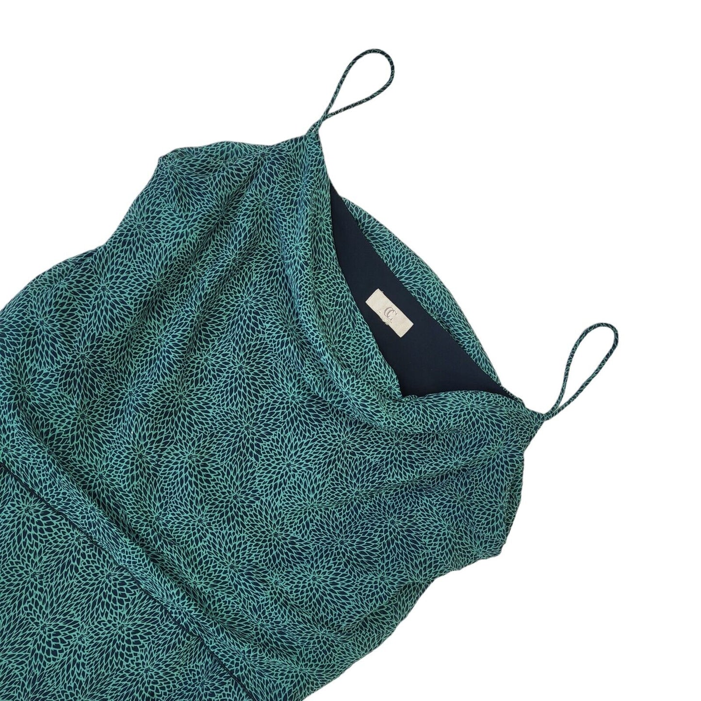 CC Petite Vintage 90s Green Tiered Strappy Dress Uk Women's Size 14