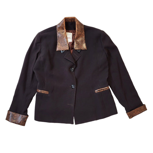 Carla Field 80s Vintage Brown Button Up Jacket Women's Size 16