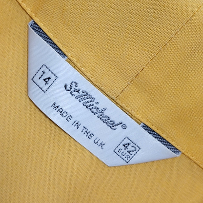 St Michael Vintage 80's Yellow Button Up Short Sleeve Blouse Uk Women's 14