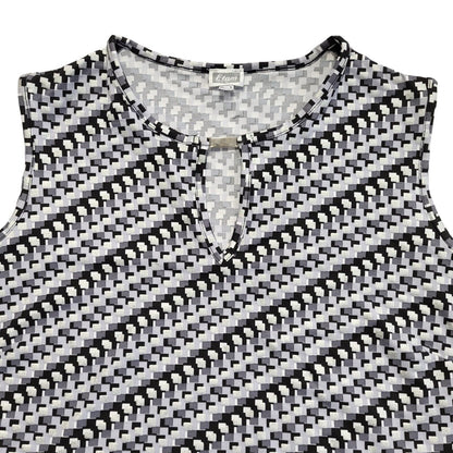 Team Vintage 90's Black & Silver Geometric Sleeveless Tank Top Womens Size 18