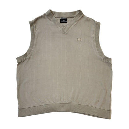Wilson Tennis 90s Beige V-Neck Sweater Vest Men's Size 2XL
