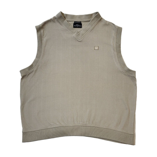 Wilson Tennis 90s Beige V-Neck Sweater Vest Men's Size 2XL