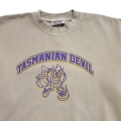 Looney Tunes Vintage 80's Beige Tasmanian Devil Sweatshirt Mens UK Size XL