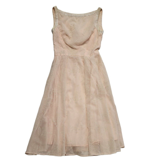 Vintage Pink 50s Metal Zipper Sleeveless Fit & Flare Dress Women's Size 10