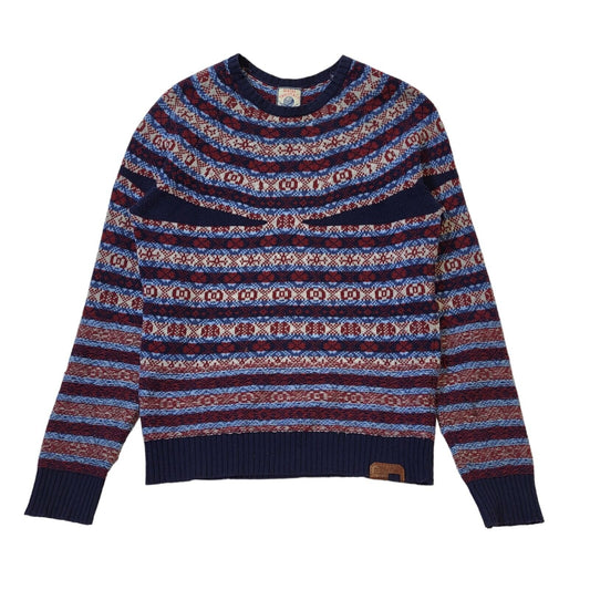 Diesel Tricot & Co Blue & Red Round Neck Jumper Women's Medium