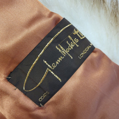 70s Vintage Glenn Models Beige Faux Fur Trim Gilet Uk Women's Size 18