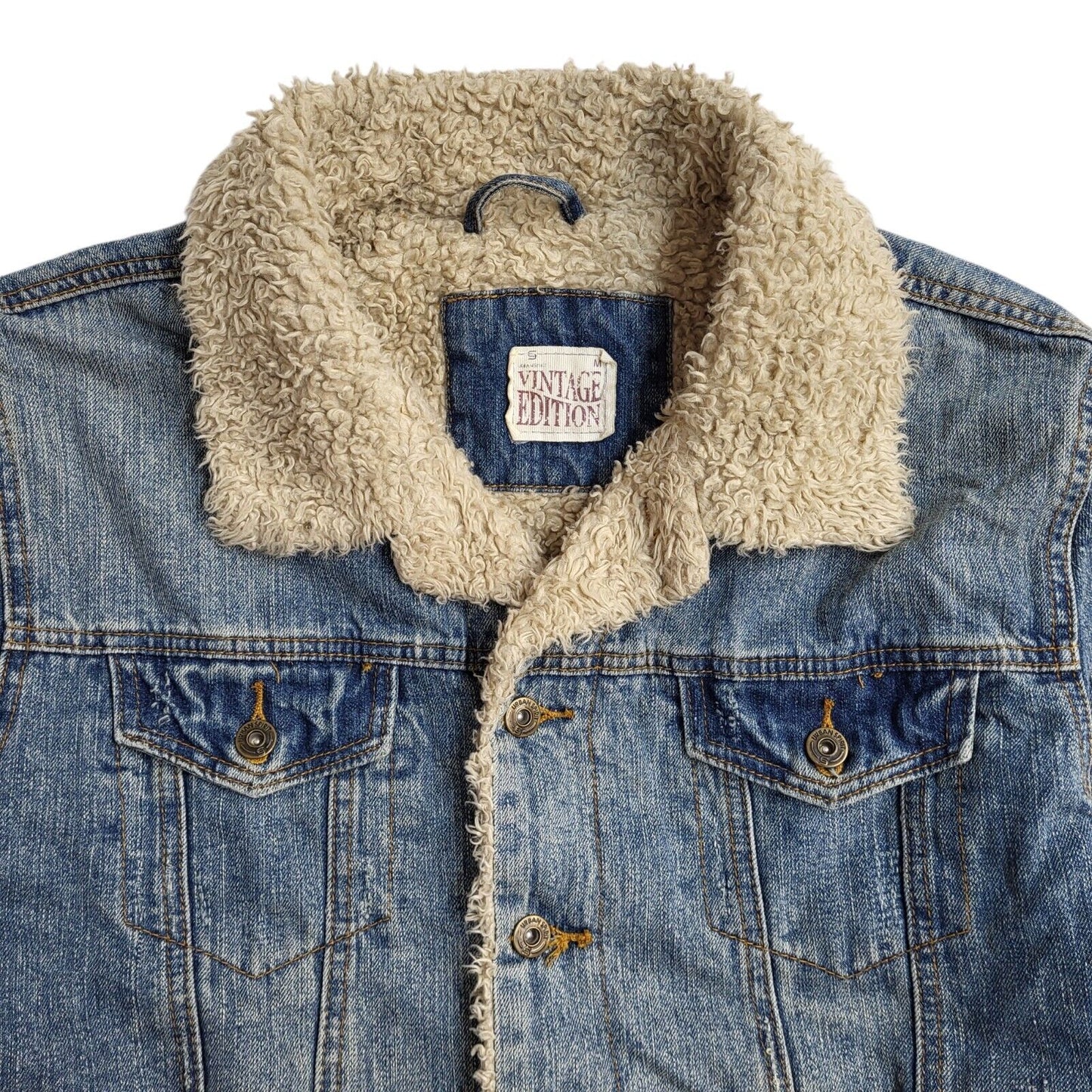 Vintage Edition Blue 80s Button Denim Jacket Uk Men's Size Small
