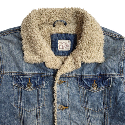 Vintage Edition Blue 80s Button Denim Jacket Uk Men's Size Small