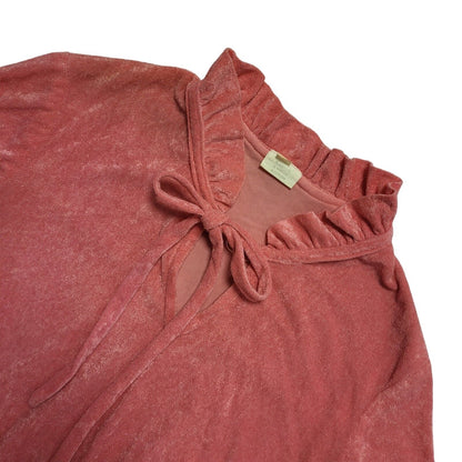 70s Vintage Pink Tied Waist Fit & Flare Acrylic Daywear Dress Women's Size 12-14