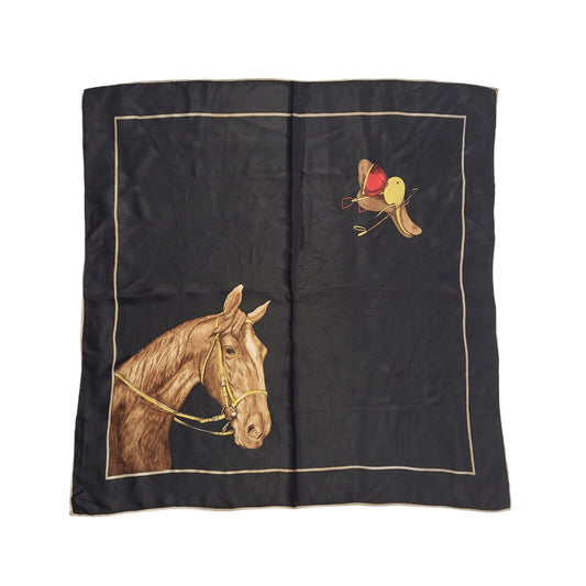 Vintage 90's Black Horse Print Square Scarf Womens 26'' X 26''