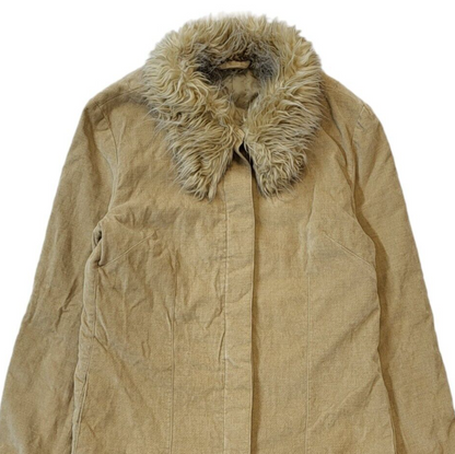New Look 90s Vintage Beige Faux Fur Penny Lane Style Coat Uk Women's 10