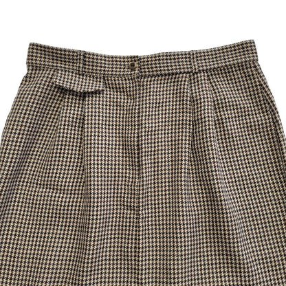 St Michael Vintage 80's Brown Checked Hi Waist Midi Skirt Womens UK Size 16 W32