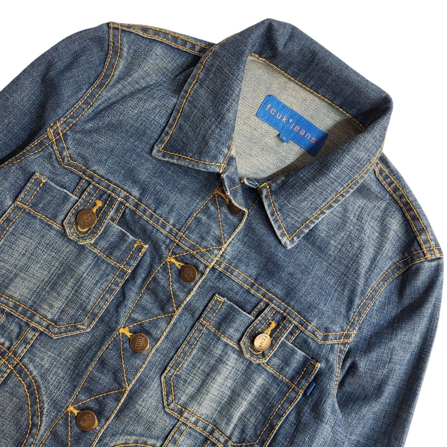 FCUK Jeans Vintage Mid Blue 90s Denim Jacket Uk Women's Size 8