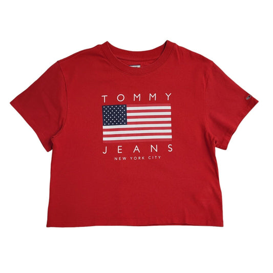 Tommy Hilfiger Vintage Y2K Red T-Shirt Uk Women's Size Medium
