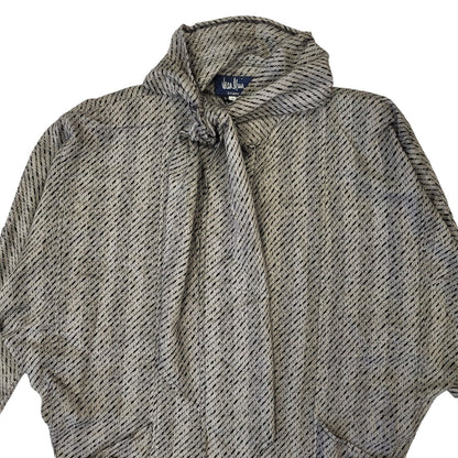 Vintage Jean Wui 70s Grey Wool Long Sleeve Dress Uk Women's Size 14