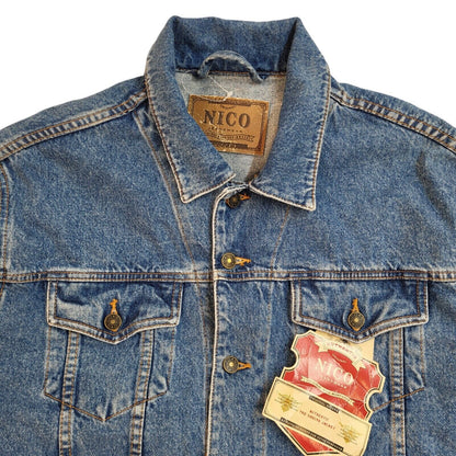 Nico 90s Vintage Mid Blue Button Denim Jacket Uk Men's Size XL