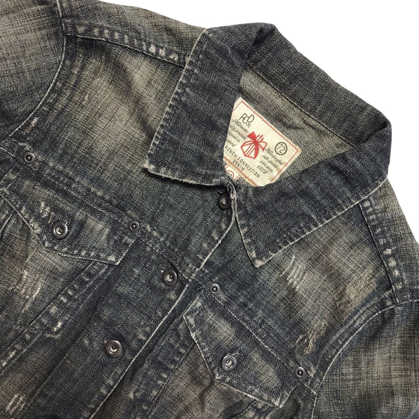 French Connection Blue 90s Vintage Button Denim Jacket Uk Women's Size 10