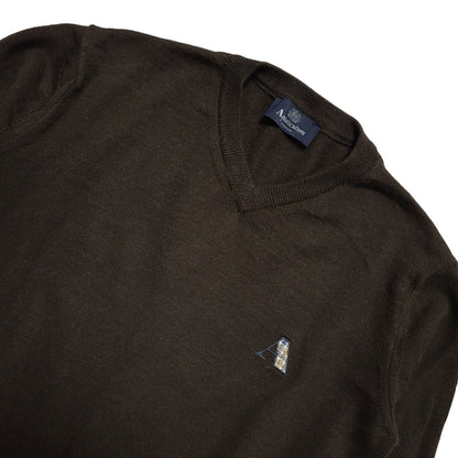 Aquascutum Brown Y2k Wool Blend Jumper Uk Men's Size Small