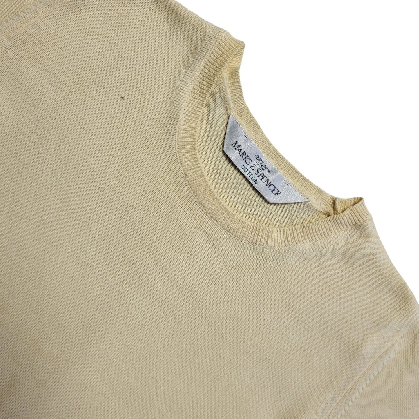 St Michael Vintage 90s Yellow Round Neck T-Shirt Uk Women's Size 8