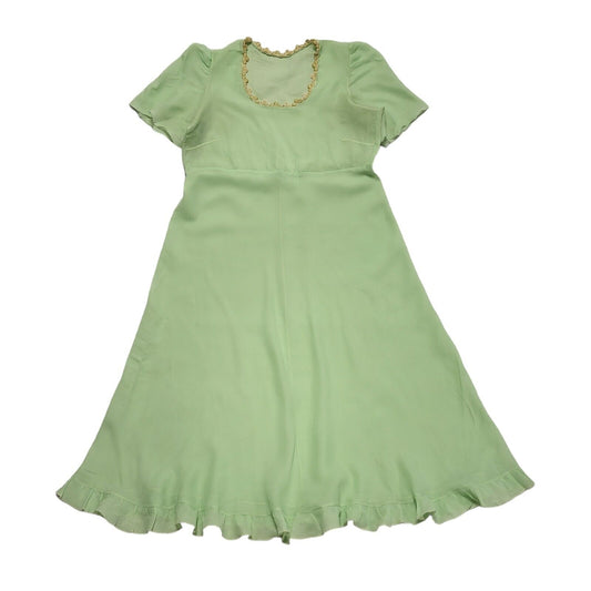 70s Vintage Pale Green A-Line Lightweight Daywear Dress Women's Size 14-16