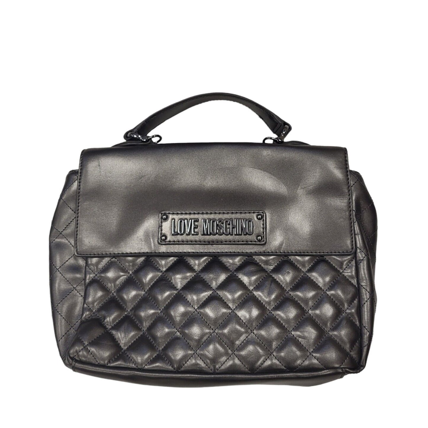 Moschino Grey Faux Leather Small Hand Bag Uk Women's Size  11" x 9"