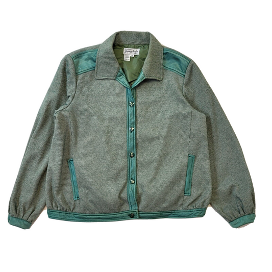 Jersey Masters 70s Vintage Green Button-Up Jacket Women's Size 18