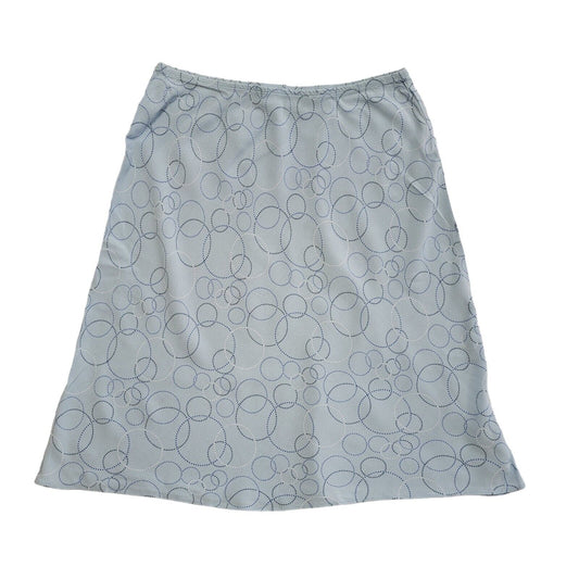 BHS Vintage 90's Blue Circle Print Midi A-Line Skirt Womens UK 12 W30
