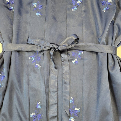 Vintage Navy Floral Dressing Gown & Slip Dress Womens UK 14