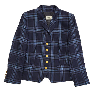 Jobis Vintage 90's  Blue Checked Button Front Blazer Jacket Womens UK Size XL