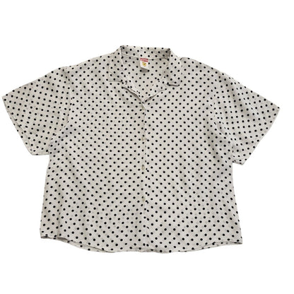 Clock House Vintage 90's White & Blue Polka Dot Womens Shirt UK Size 12
